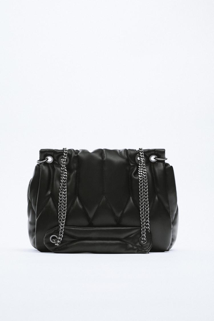 CHAIN STRAP QUILTED SHOULDER BAG Black ZARA Canada